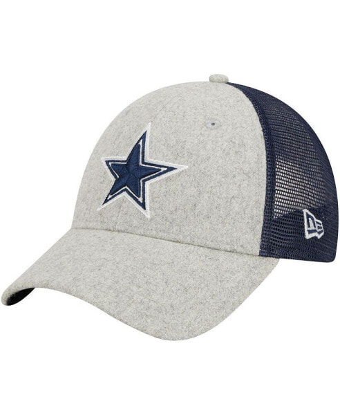 Men's Heather Gray, Navy Dallas Cowboys Pop Trucker 9FORTY Adjustable Hat