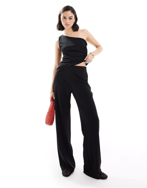 Mango straight leg co-ord trousers in black