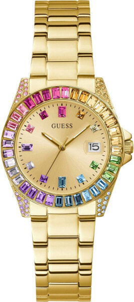 Guess Damen Armbanduhr Work Life Opaline gold, mehrfarbig 34 mm GW0475L3