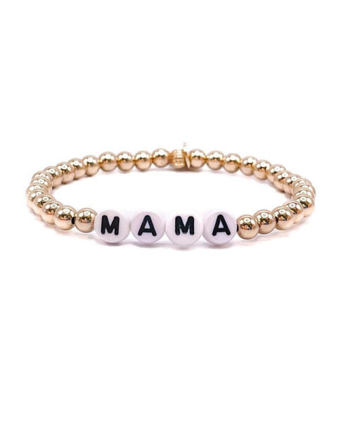 Non-Tarnishing Gold filled, 5mm Gold Ball "Mama" Stretch Bracelet