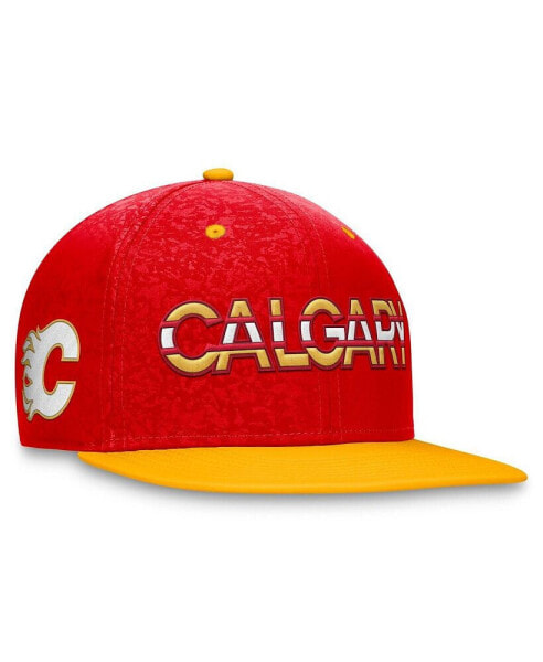 Men's Red, Yellow Calgary Flames Authentic Pro Rink Two-Tone Snapback Hat