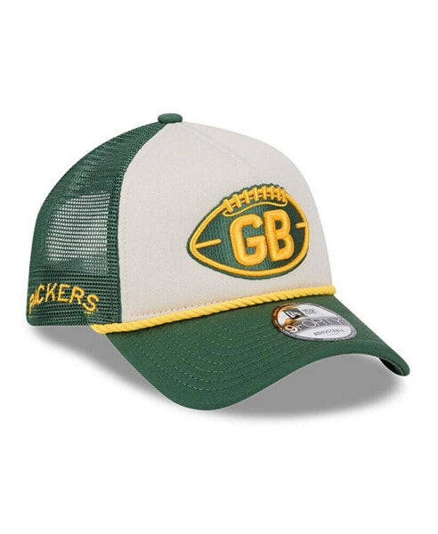 Men's Stone/Green Green Bay Packers 2024 Sideline Historic 9FORTY A-Frame Trucker Adjustable Hat