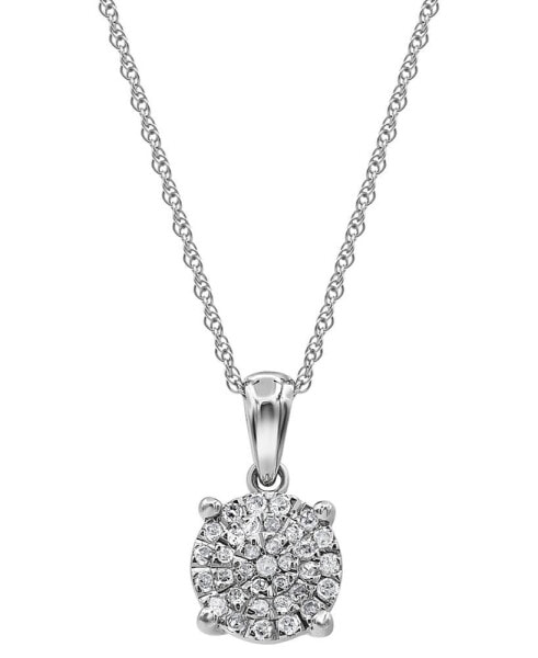 Diamond Cluster Pendant Necklace (1/4 ct. t.w.) in Sterling Silver