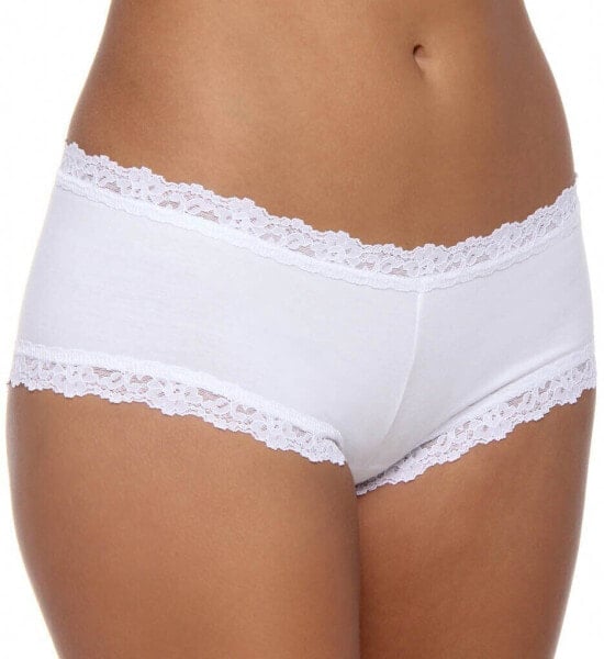 hanky panky 292012 Women Maternity Organic Cotton Boyshort w/Lace, White, Medium