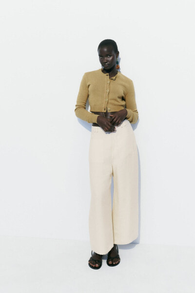 Wide-leg trousers with patch pockets
