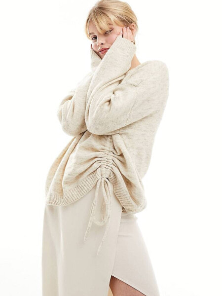 French Connection ruched front jumper in oatmeal