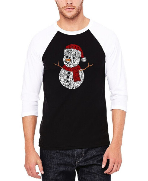 Men's Christmas Snowman Raglan Baseball Word Art T-shirt