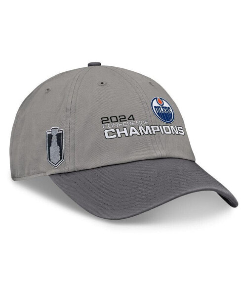 Men's Gray/Charcoal Edmonton Oilers 2024 Western Conference Champions Unstructured Adjustable Hat