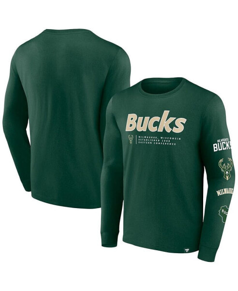 Men's Hunter Green Milwaukee Bucks Baseline Long Sleeve T-shirt