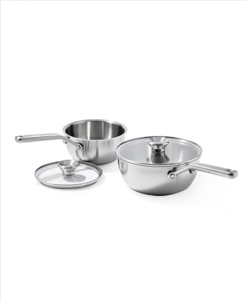 Mira Tri-Ply Stainless Steel 2 Piece Covered Chef's Pan Set