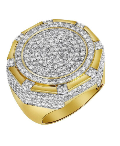 King of Kings Natural Certified Diamond 3.2 cttw Round Cut 14k Yellow Gold Statement Ring for Men