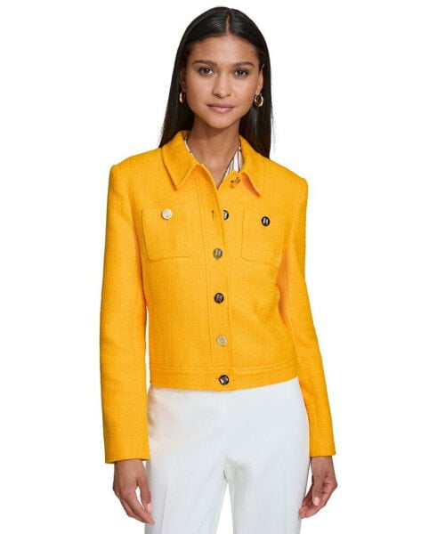 PARIS Women's Button-Front Textured Jacket