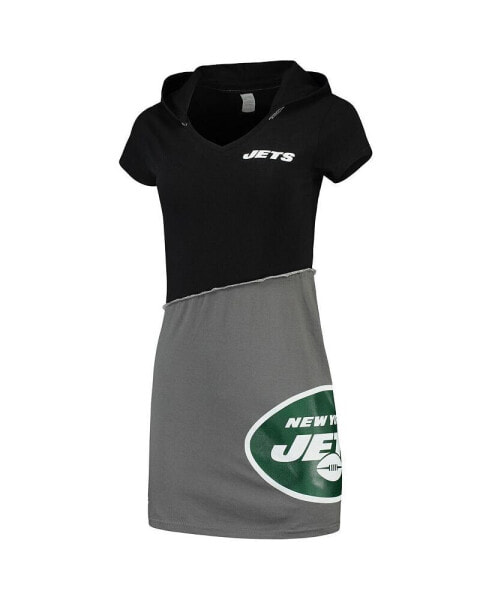 Women's Black, Gray New York Jets Hooded Mini Dress