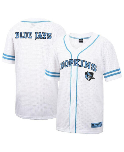 Men's White Johns Hopkins Blue Jays Free-Spirited Full-Button Baseball Jersey