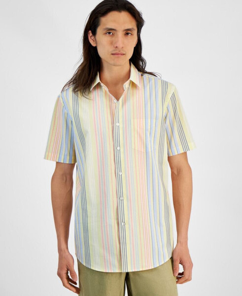 Men's Cali Regular-Fit Stretch Stripe Button-Down Poplin Shirt, Created for Macy's