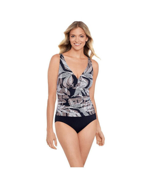 Women's ShapeSolver V-Neck Side Shirred One-Piece Swimsuit