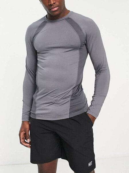 HIIT long sleeve top with mesh side panels light grey