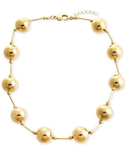 14k Gold-Plated Large Ball & Bar Collar Necklace, 15" + 1-1/2" extender