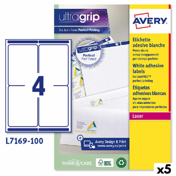 Этикетки для принтера Avery L7169 Белый 100 Листья 99,1 x 139 мм (5 штук)