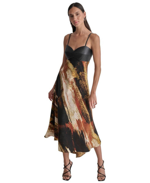 Women's Printed Satin Midi Dress