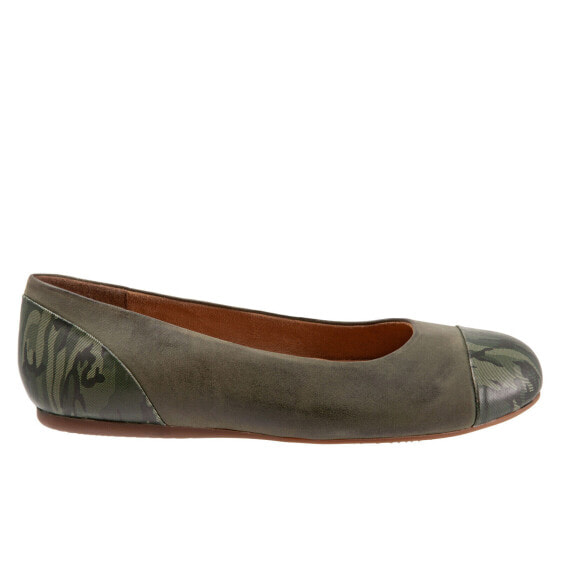 Softwalk Sonoma Cap Toe S1907-366 Womens Green Leather Ballet Flats Shoes 5.5