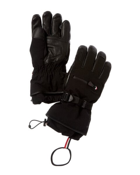 Moncler Leather-Trim Gloves Men's Black S