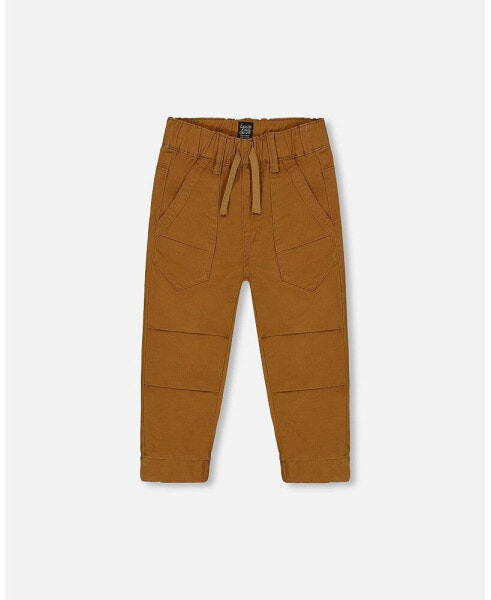 Boy Stretch Twill Pleated Knee Jogger Pants Caramel Brown - Child