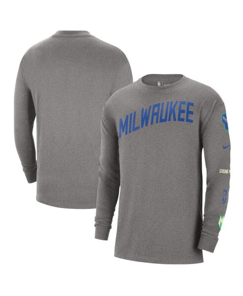 Men's Charcoal Milwaukee Bucks 2023/24 City Edition Max90 Expressive Long Sleeve T-shirt