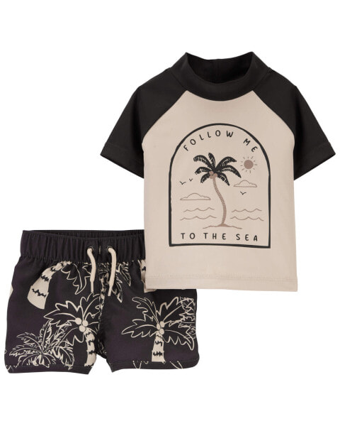 Baby 2-Piece Palm Tree Rashguard Set NB