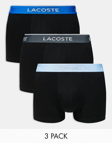 Lacoste pack of contrast stitch 3 trunks in black