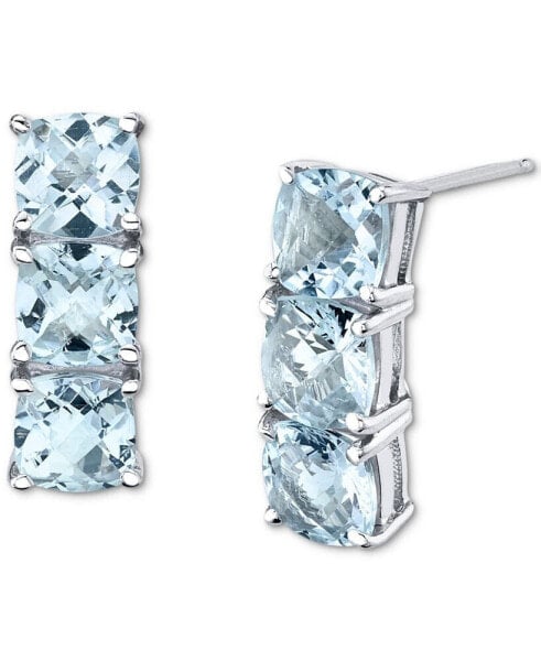 Aquamarine Vertical Stud Earrings (3-5/8 ct. t.w.) in Sterling Silver