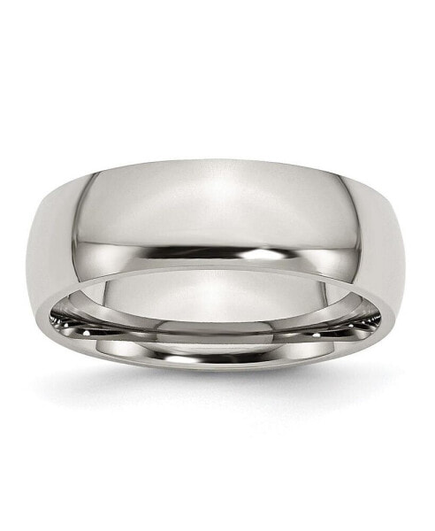 Stainless Steel Polished 7mm Half Round Band Ring