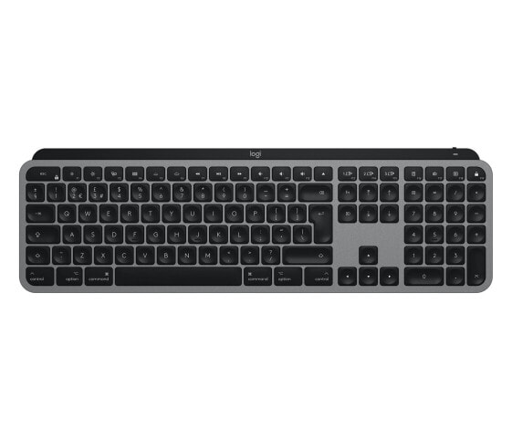 Logitech MX Keys for Mac Advanced Wireless Illuminated Keyboard - Full-size (100%) - RF Wireless + Bluetooth - QWERTY - Grey