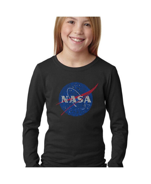 Big Girl's Word Art Long Sleeve T-Shirt - NASA's Most Notable Missions