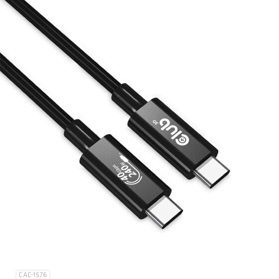 Club 3D USB4 Gen3x2 Type-C Bi-Directional Cable 8K60Hz, Data 40Gbps, PD 240W(48V/5A) EPR M/M 1m / 3.28ft, 1 m, USB C, USB C, USB4 Gen 3x2, 40000 Mbit/s, Black