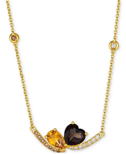 Multi-Gemstone (2-1/4 ct. t.w.) & Diamond (1/4 ct. t.w.) Pear & Heart 19" Statement Necklace in 14k Gold