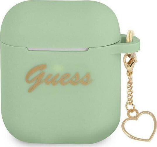 Guess Etui ochronne Silicone Charm Heart Collection do AirPods zielone