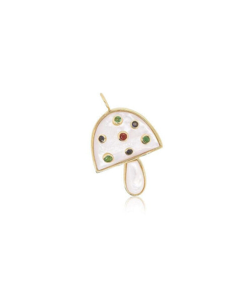 Mother of Pearl Rainbow Gemstone Mushroom Charm