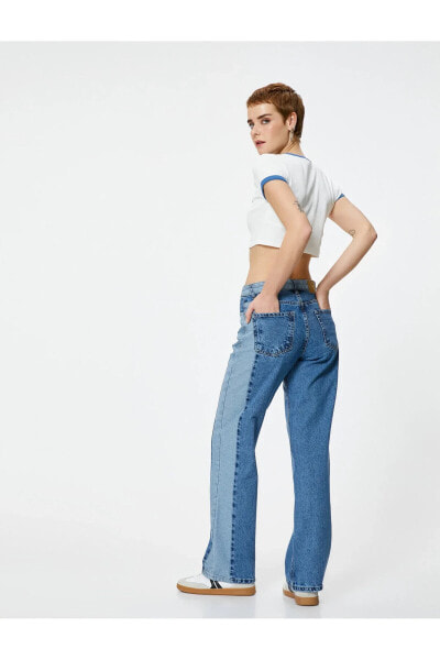 Straight Jean Çift Renkli Cepli Pamuklu - Nora 90's Jeans