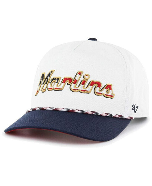 Men's White Miami Marlins Flag Script Hitch Adjustable Hat