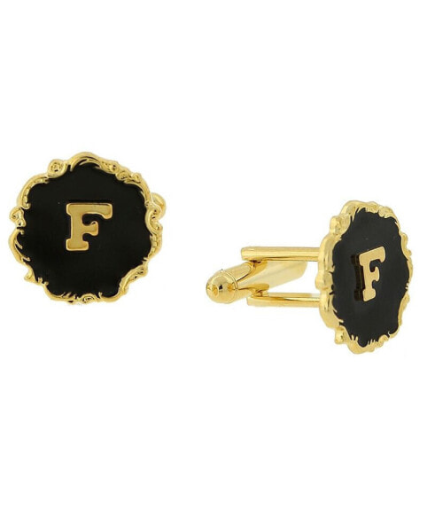 Jewelry 14K Gold-Plated Enamel Initial F Cufflinks