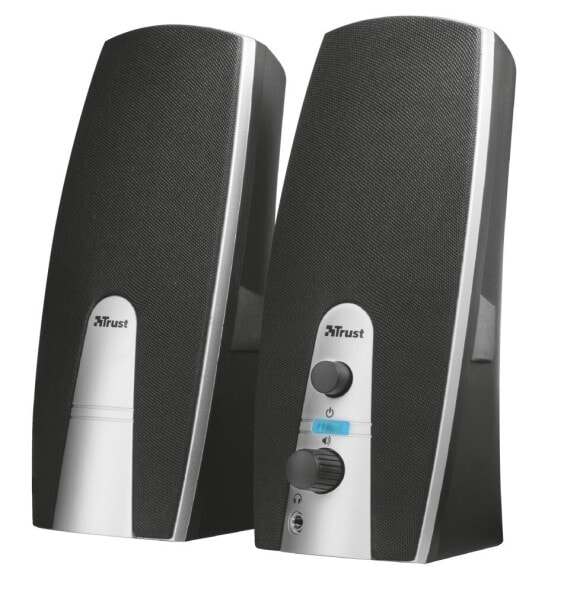 Trust MiLa 2.0 Speaker Set - Black - Silver - 5 W - 10 W - 75 mm - 95 mm - 185 mm