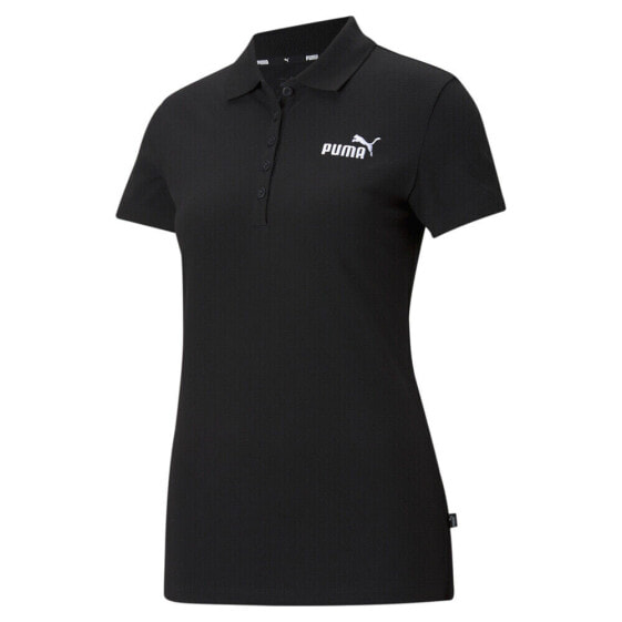 Puma Ess Logo Short Sleeve Polo Shirt Womens Black Casual 58677901