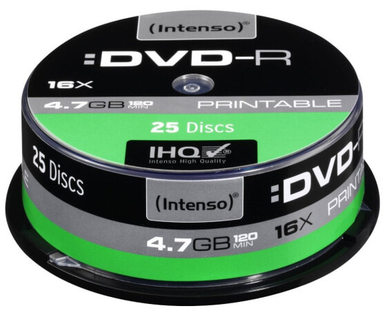 Intenso DVD-R 4.7GB, Printable, 16x, DVD-R, 120 mm, Printable, Cakebox, 25 pc(s), 4.7 GB