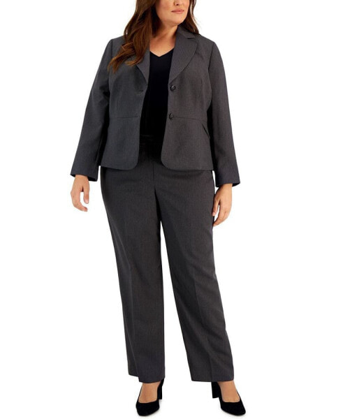 Классический женский костюм Le Suit Plus Size Two-Button Pinstriped Pantsuit