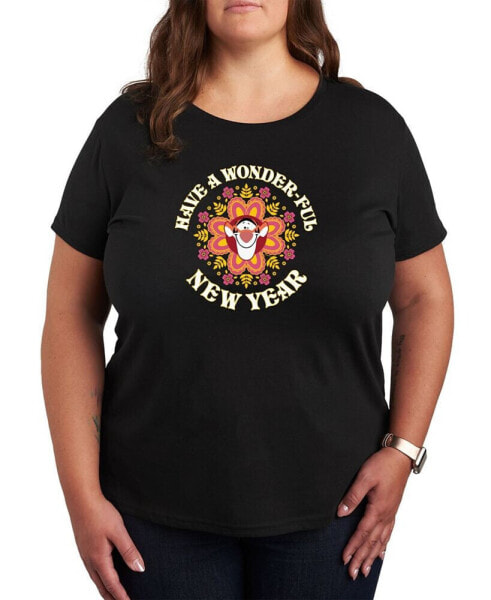 Trendy Plus Size Winnie the Pooh New Year Graphic T-shirt