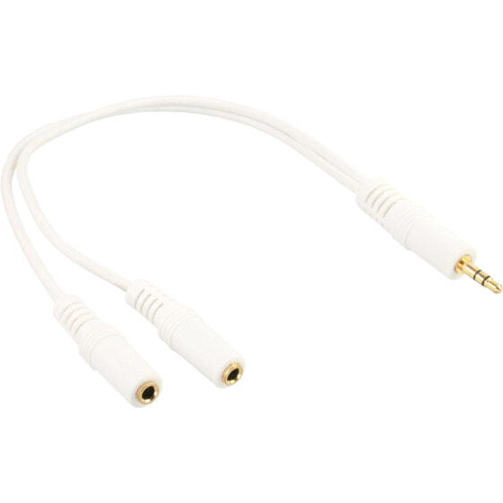 InLine Stereo Y cable 3.5mm stereo M to two 3.5mm stereo F white/golden - 0.1m