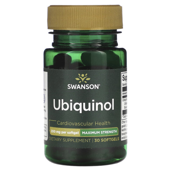 Swanson, Убихинол, максимальная эффективность, 200 мг, 30 мягких таблеток