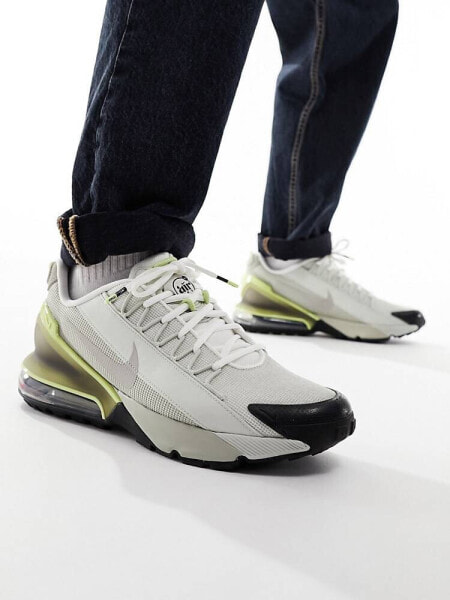 Nike Air Max Pulse Roam  trainers in stone and lime green