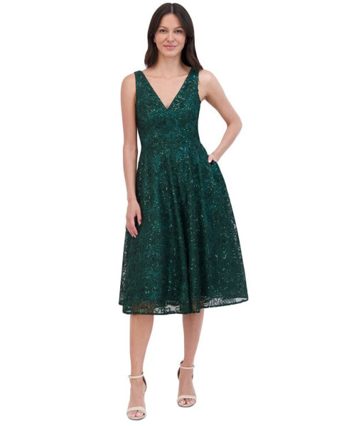 Women's Sequin Soutache Sleeveless A-Line Dress